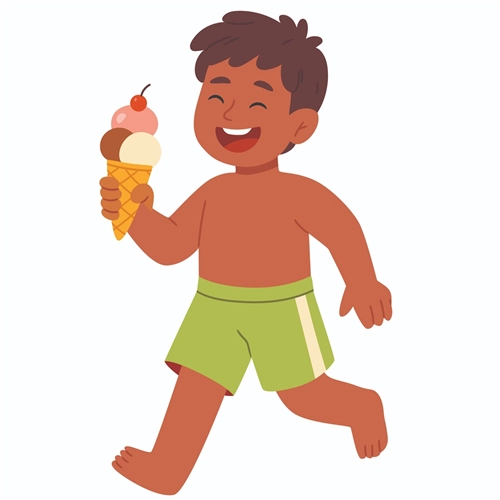 Summer Theme Boy with Ice Cream Transparent Sticker